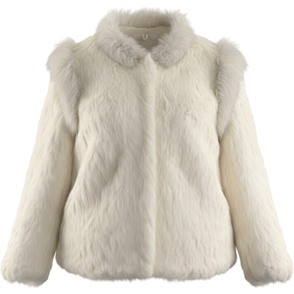 Bermans Vintage 70s Real Rabbit and Blue Fox Fur Jacket White coat Medium